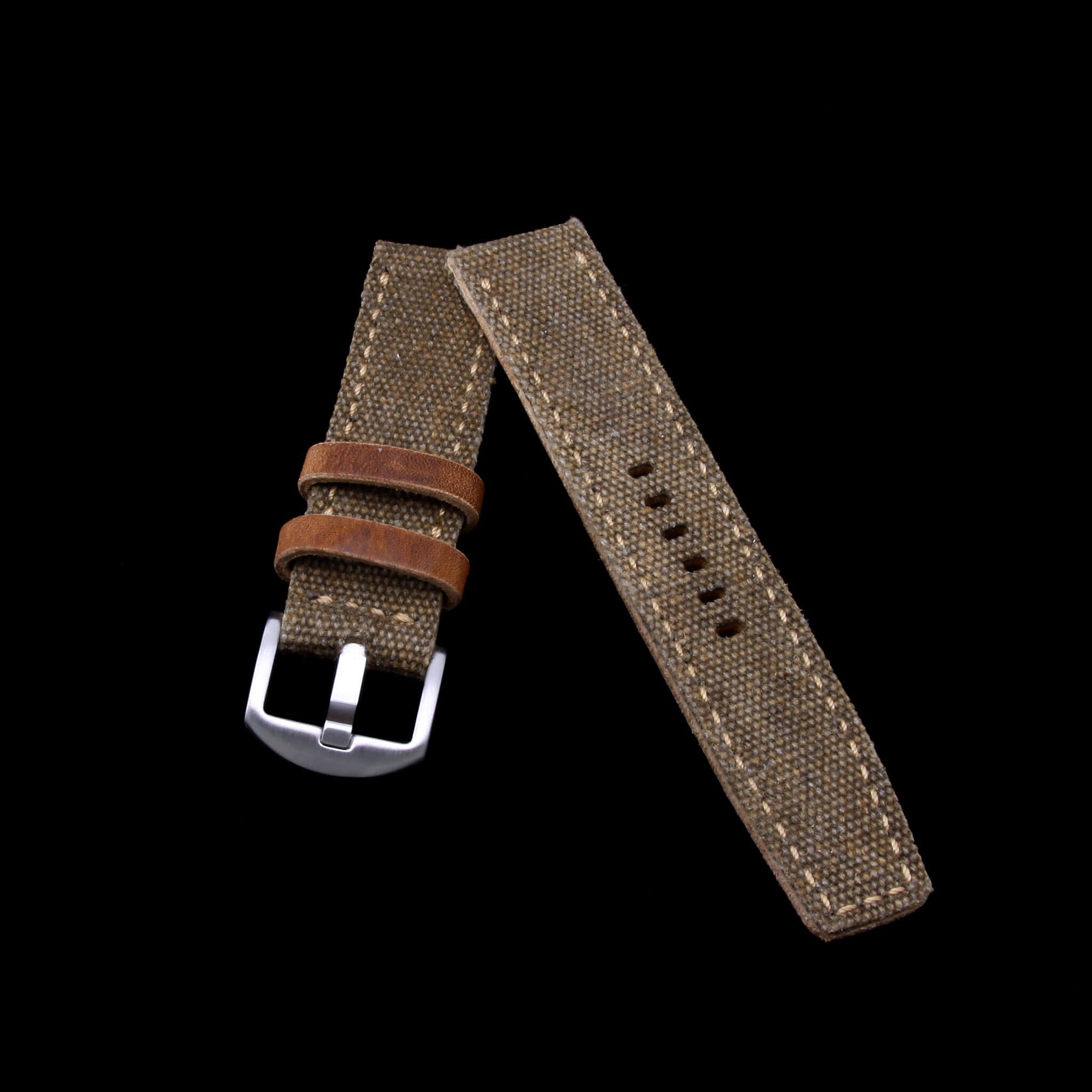 Leather and canvas online watch strap