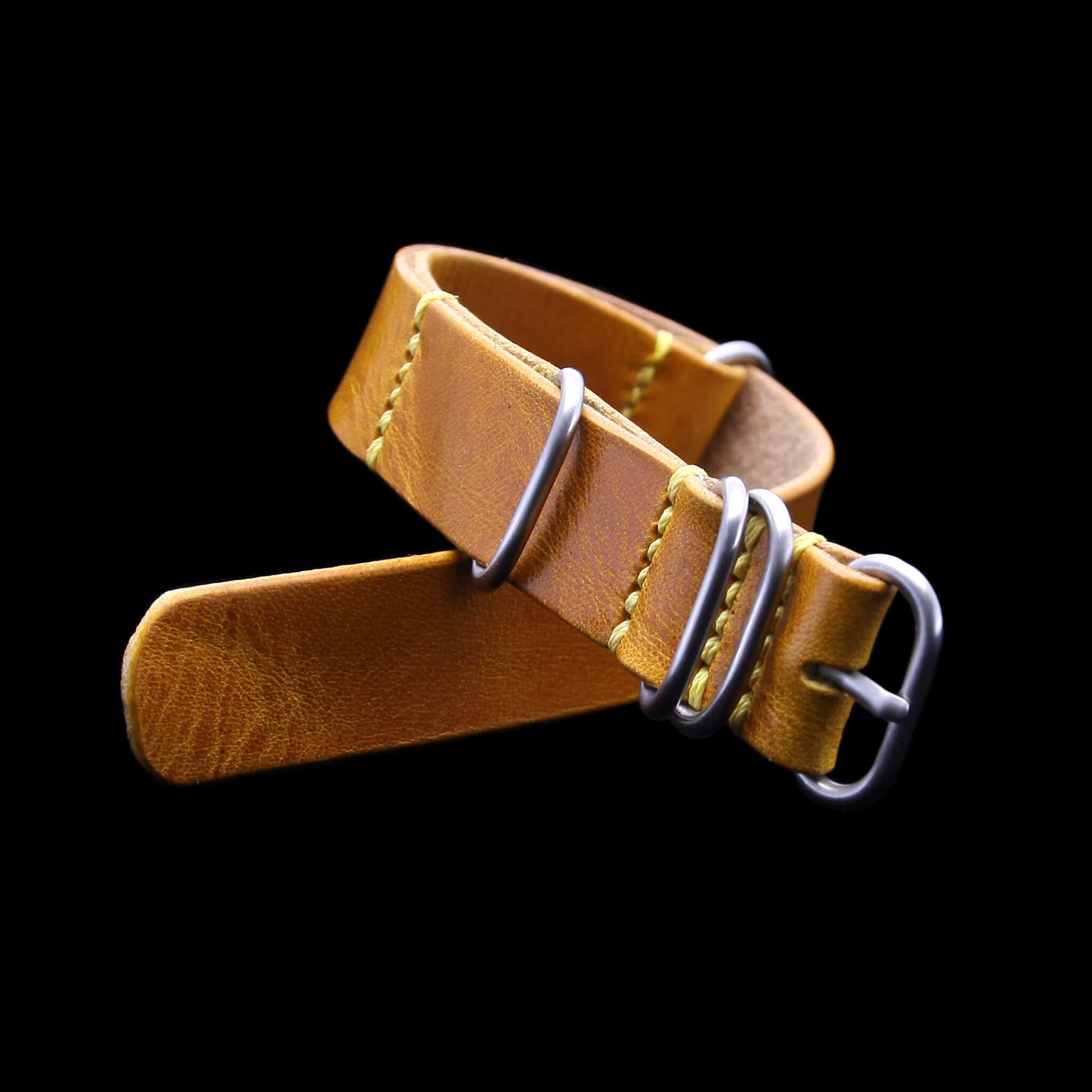 NAT2 Leather Watch Strap, 5-Ring Military 104 | Full Grain Italian Vegetable Tanned Leather | Cozy Handmade