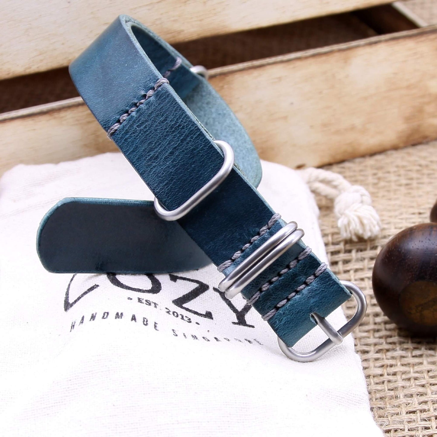 NAT2 Leather Watch Strap, 5-Ring Military 106 | Full Grain Italian Veg Tanned | Cozy Handmade